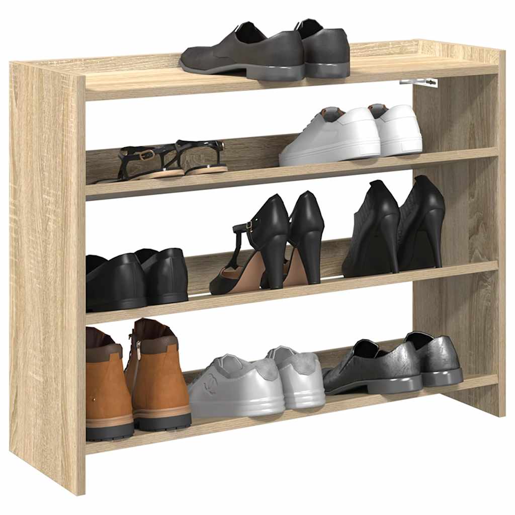 Shoe Rack Sonoma Oak Finish 80 X 25 X 62 Cm Engineered Wood