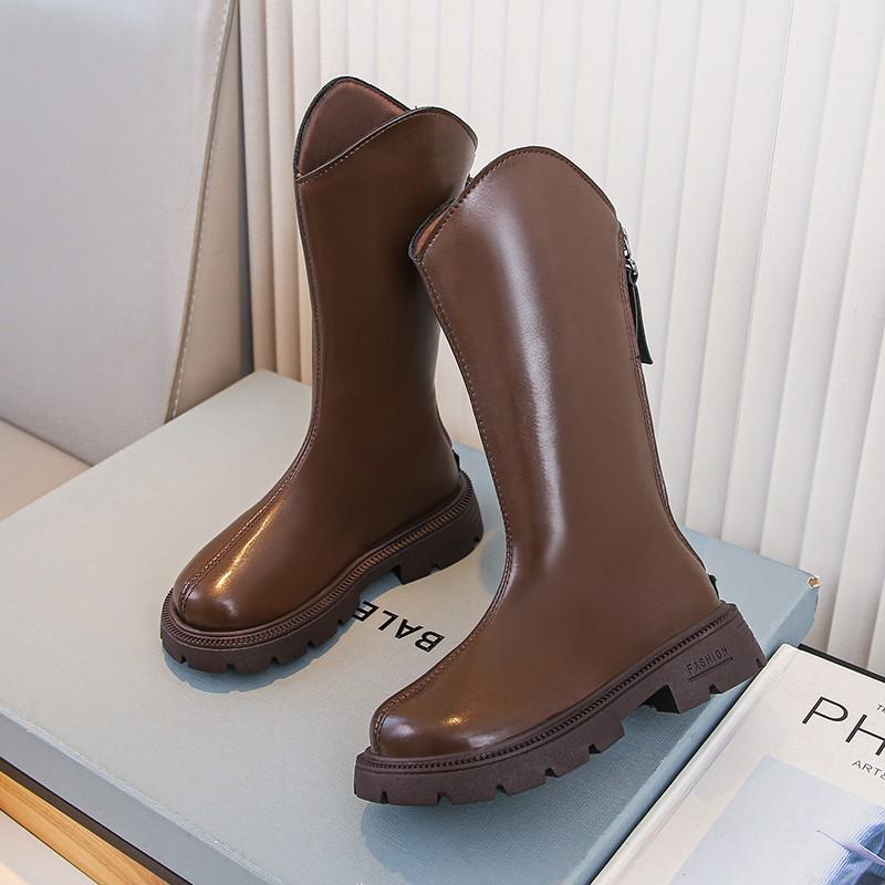 Dziecięce Kozaki do Kolan Jesienne Uczennice Księżniczki Kozaki Dziecięce Zapinane na Zamek Wygodne Antypoślizgowe Jednokolorowe Długie Kozaki