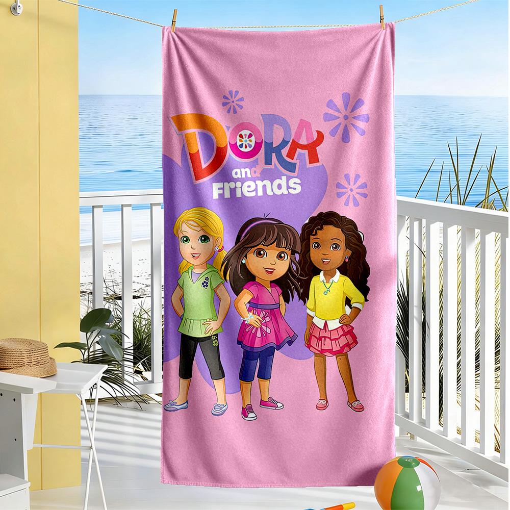 Dora Explorer Beach Towel High Absorbency & Quick-Dry Comfortable Lightweight Suitable for Sports, Travel, Swimming, Yoga, Bathroom, Beach, And Pool