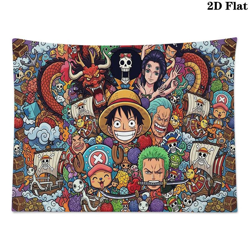Anime One-Piece Wall Tapestry Aesthetic Wall Hanging Printed Fabric Blanket Decorative Tapestries for Bedroom Living Room Home Decor