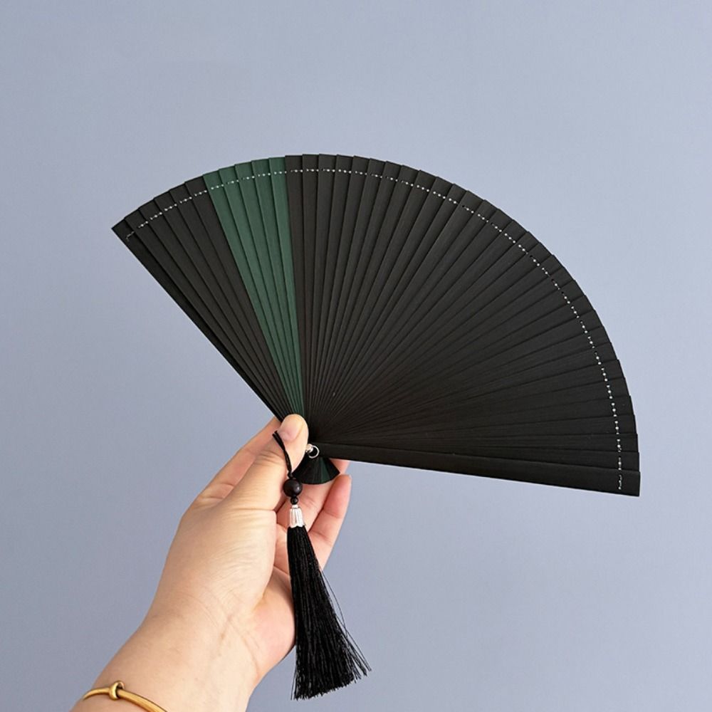 Chinese Style Tassel Folding Fan Solid Color Kimono Fan Elegant Handheld Fans  Wedding Party Decor