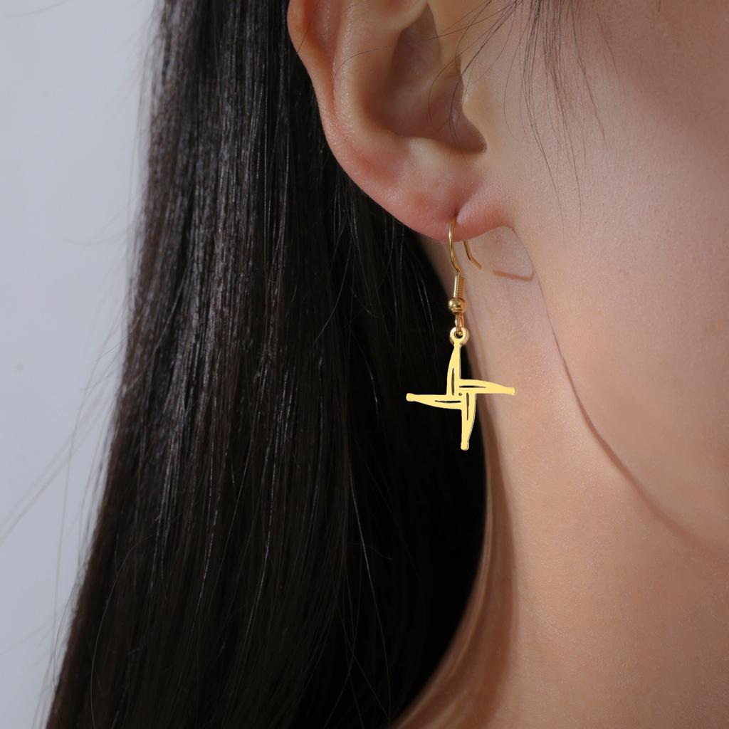 St. Brigid's Cross Earrings for Women Goddess Brigid Earrings Stainless Steel Irish Cross Jewelry for Imbolc St. Brigid's Day