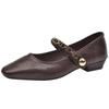 French retro single shoes women's 2025 spring new low-heeled square head fashion one-word buckle with shallow mouth Mary Jane shoes