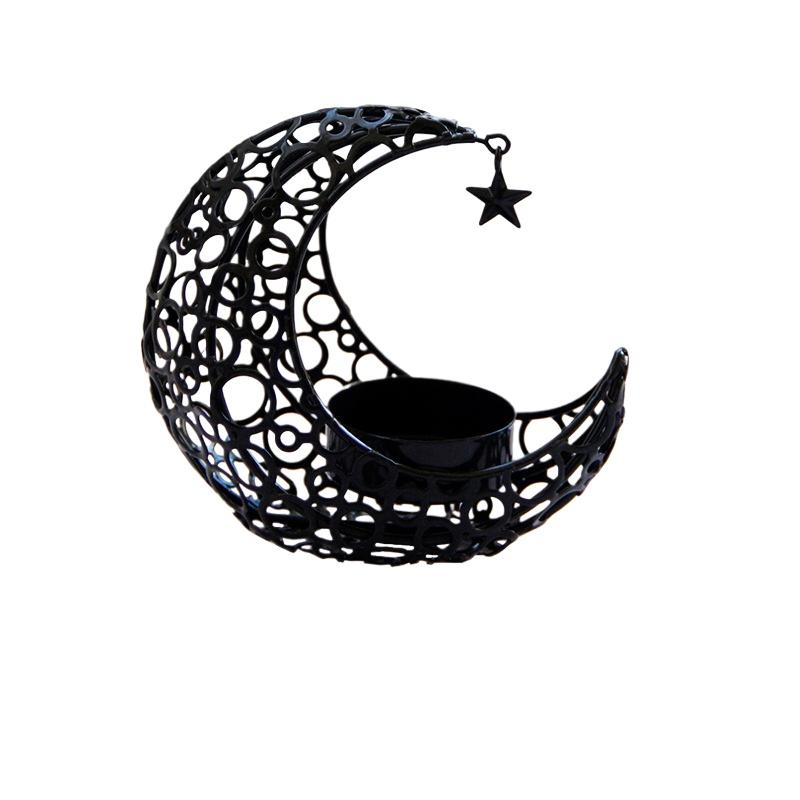 

Металлический подсвечник Луна Рождественское украшение Романтический свет Роскошный INS стиль Свадебный стол Чашка-подставка для чайной свечи Декор чёрный