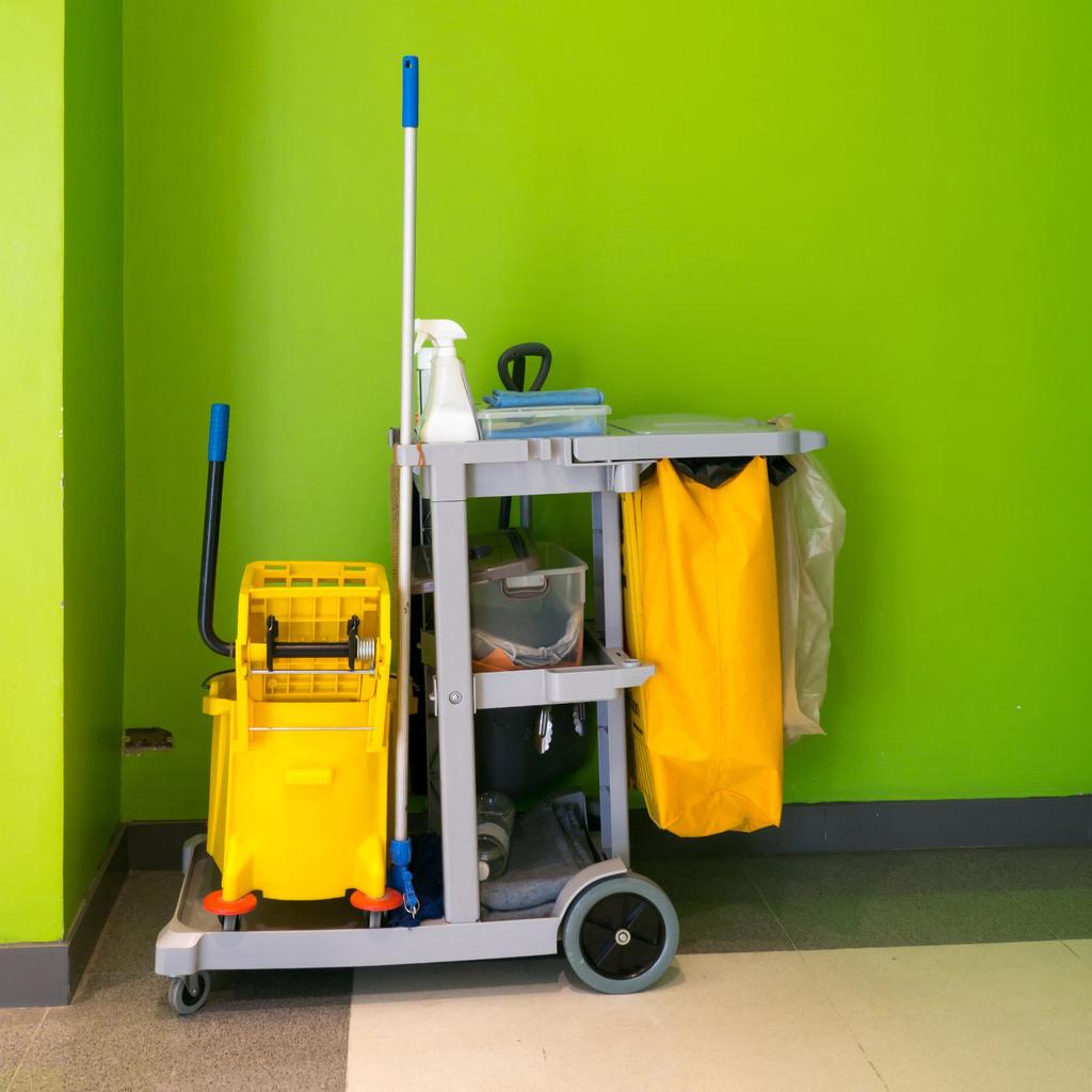 1 Pc Yellow Heavy Duty Utility Cart Cleaning Bag Housekeeping Container Domestic Storage Bag Janitorial Trolley Pouch Cleaning