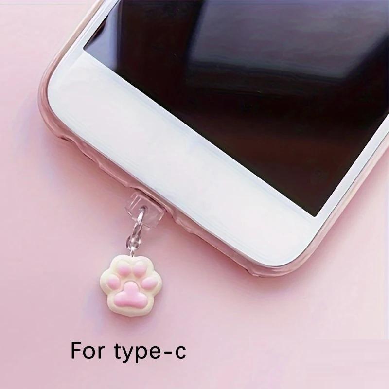 Cute Claw Diamond Phone Dust Plug Phone Accessory Pendant Decoration for IPhone Type-C Charging Interface SJFCS03
