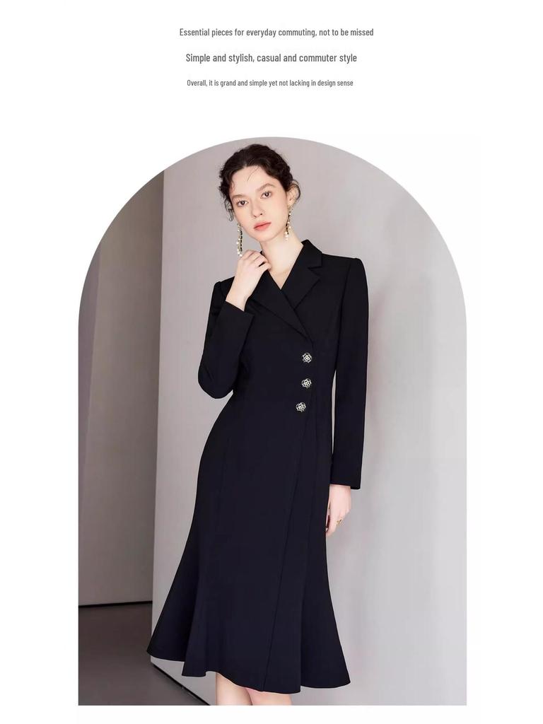 Czarna Wyszczuplająca Sukienka Midi z Rybim Ogonem na Formalne Okazje dla Profesjonalnych Kobiet