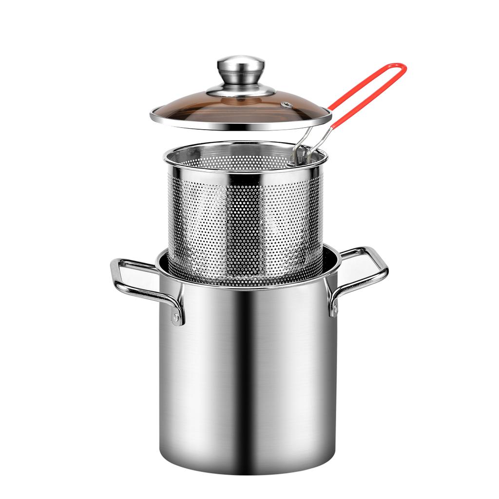 Deep Frying Pot Stainless Steel Fryer Pan Fry Pot with Basket and Lid Food Grade Deep Fryer Chicken Fried Chicken Cooking Tools