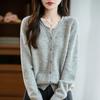 QingHe Cashmere Women's 30% Cashmere Cardigan - Soft & Warm Wool Blend Sweater