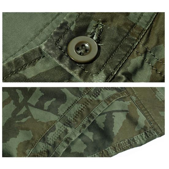 Mittelhohe Elastischer Bund Reißverschluss Herren Shorts Camouflage-Print Mehrere Taschen Cargo-Shorts Streetwear