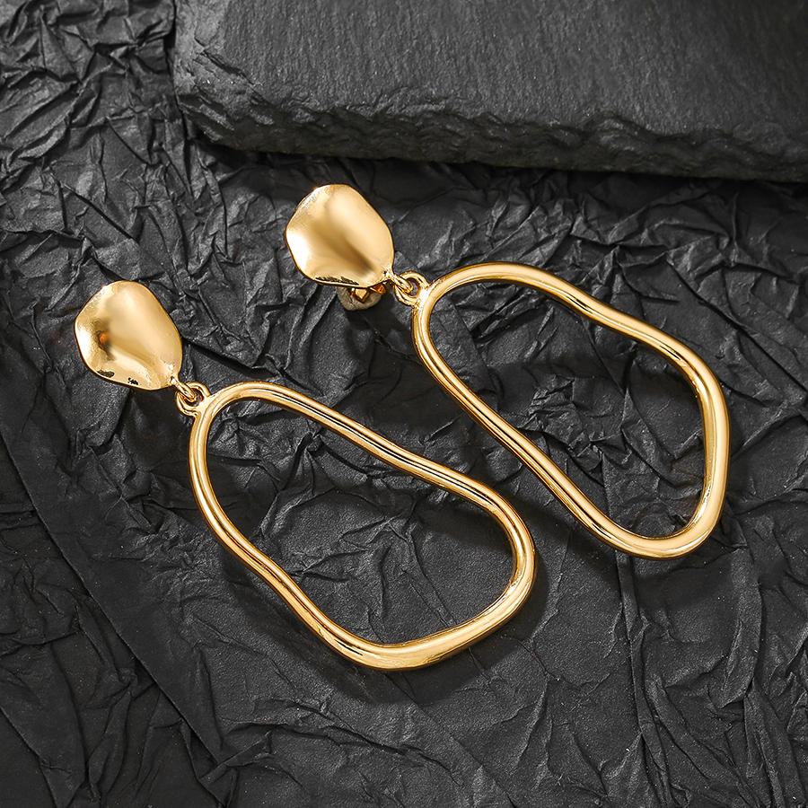 New Minimalist Geometric Clip on Earrings for Women Hollow Irregular Creative Smooth Irregular Ear Clips Statement Jewelry Gifts