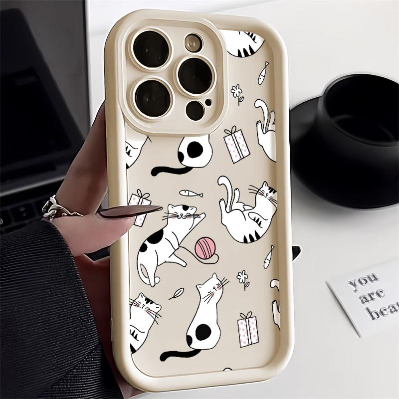 Silicone Cat Animal Phone Case For iPhone 11 13 15 16 Pro Max 14 12 XS X XR 7 8 Plus SE 14promax 15promax Shockproof Funda Cover