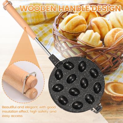16 Holes Walnut Cookie Mold Aluminum Walnut Cookie Maker Mould Nonstick Cook Making Tool with Handle for Baking Kitchen Accessor
