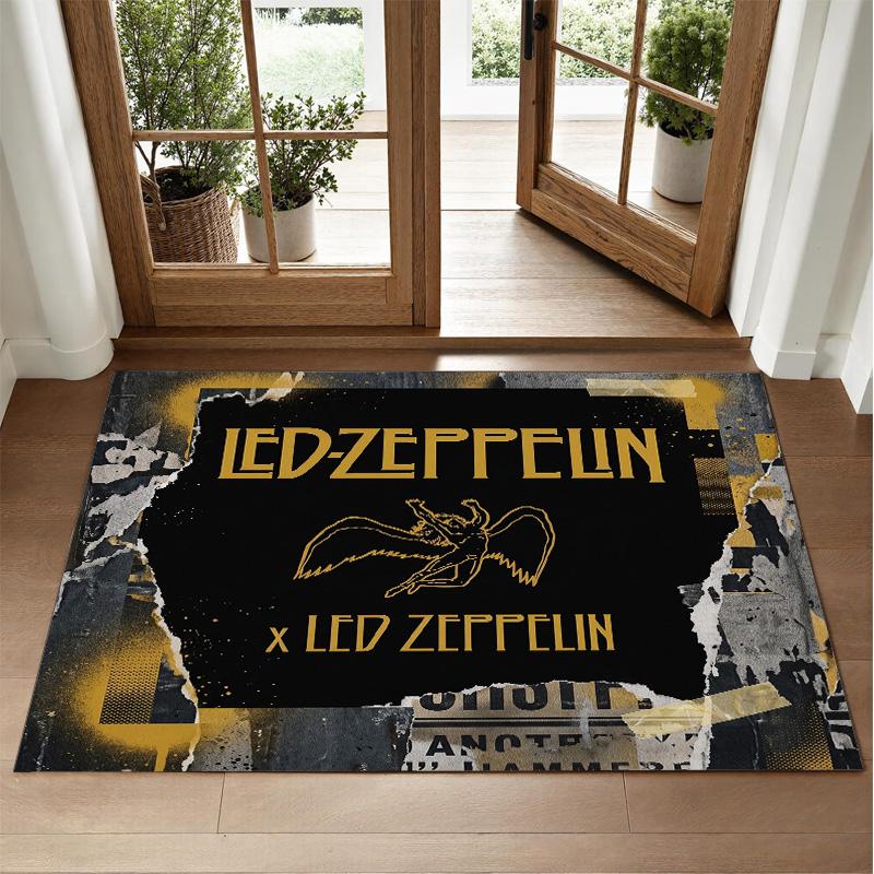 Led Zeppelin Design Crystal Velvet Rug Soft Decorative Mat for Bedroom Entrance
