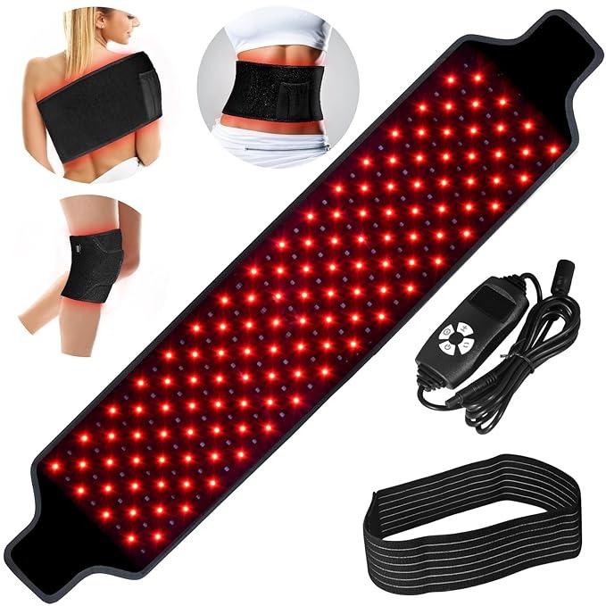 Therapy for Body Infrared Light Therapy, Red Light Therapy Belt for Shoulder Waist Muscle Pain Relief, LED Belt Wrap Timer Remote Control