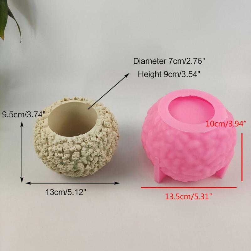 Halloween Skull Silicone Molds Flower Pot Resin Casting Molds Succulent Plant Pot Mold Candle Holder Silicone Mold Craft
