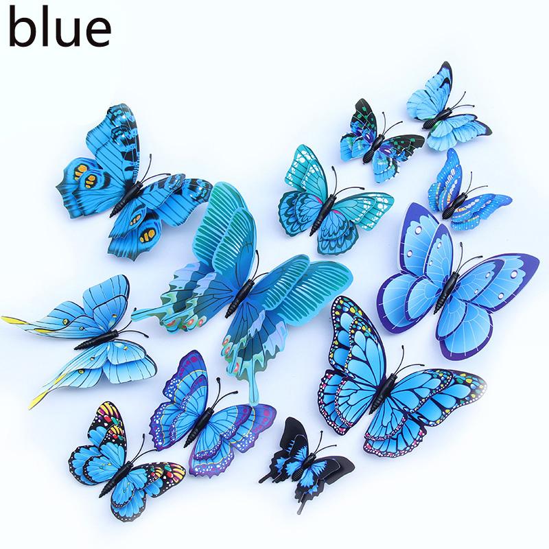 12pcs 3D Double Layer Butterfly Wall Stickers Decor Butterflies for Wedding Decoration Magnet Fridge Decals Decoration Sticker