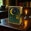 Handmade Leather Moonlight Forest Journal – Mystic Night Sky Design with Deckle Edge Vintage Paper, 5x7” Artisan Notebook 200 Pages