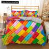 Building Block King Queen Duvet Cover Colorful Brick Bedding Set for Boys Teens Adults Cartoon 2/3pcs Polyester Comforter Cover