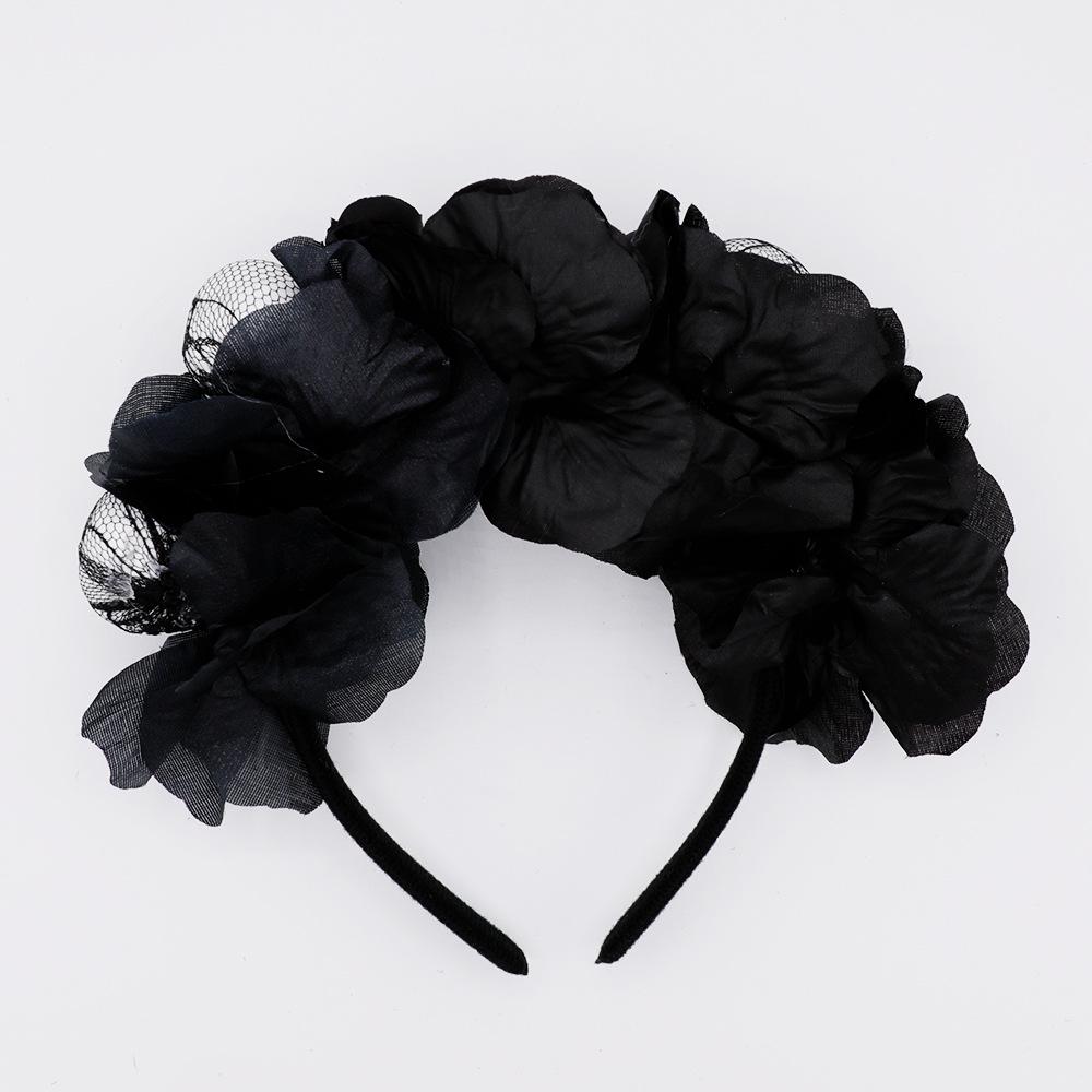 Skull Gothic Lace Party Headband Halloween Black Rose Hair Accessories Day Of The Dead Hair Clip
