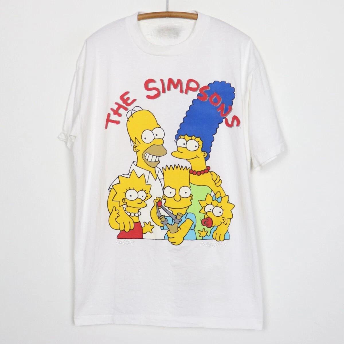 Vtg The Simpsons Family Funny Heavy Cotton Unisex White All Size T Shirt TR013 M