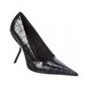 Ferragamo Eva X5 Croc Embossed Leather Pump Black