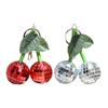 Sparkling Disco Cherry Mirror Pendant Keychain Bag Charm Glossy Retro Accessory For Keys Purse Decoration