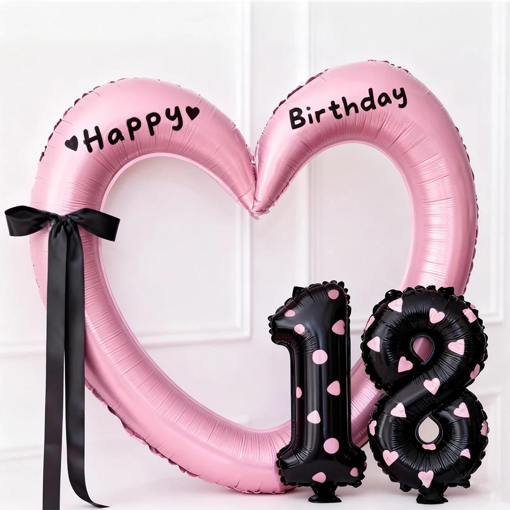 40 Inch Heart Hollow Balloon DIY Numbers 11-18 Ballons for Kids Birthday Party Gifts Decoration