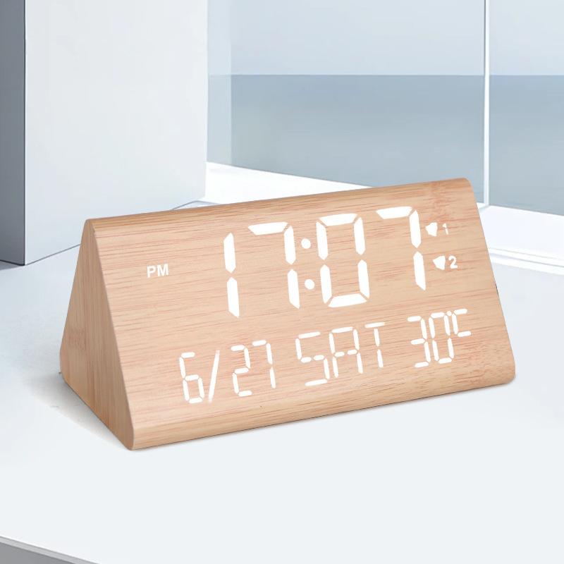 Perpetual Calendar Alarm Clock Wooden Thermometer Calendar Week Digital Electronic Clock Intelligent