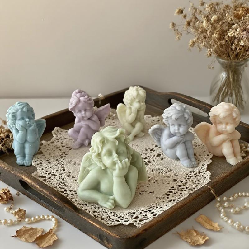 Angel Candle Silicone Mold Multi-Style Wings Human Baby Gypsum Doll Making Tool Cupid Resin Wedding Decor Birthday Gifts for Mom