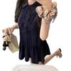 Korean college style waist thin shirt dress women's summer new navy blue sleeveless vest short skirt