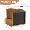 Wood Suggestion Box Wall Mounted Ballot Box Vintage Donation Box with Slot, Lock,Chalkboard Multifunctional for Church Wedding