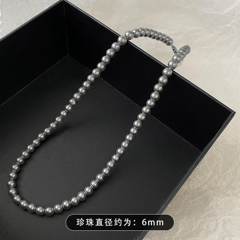 

Simple Luxury Fashion Graceful Gray Imitation Pearls Choker Necklaces For Women Jewelry Wedding Accessories