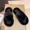 Thick-soled fluffy slippers women wear 2025 new autumn and winter fashion plush shoes go out Internet celebrity foreign gas cotton mop
