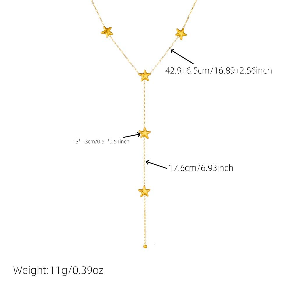 DIEYURO 316L Stainless Steel Exquisite Starfish Tassel Chain Pendant Necklace For Women New Fashion Star Neck Chain Jewelry Gift