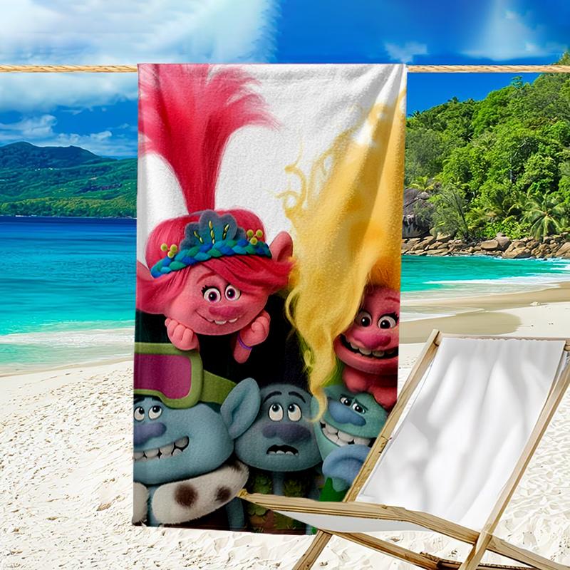 Ultra-Soft Beach Towel with Trolls Theme,Ideal for Pool - Camping, Diving - Perfect Travel Essential, Vibrant Beach Towel.
