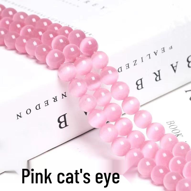 Rosa & Weiße Katzenaugen-Edelsteinperlen - DIY Handgefertigte Stränge für Armbänder