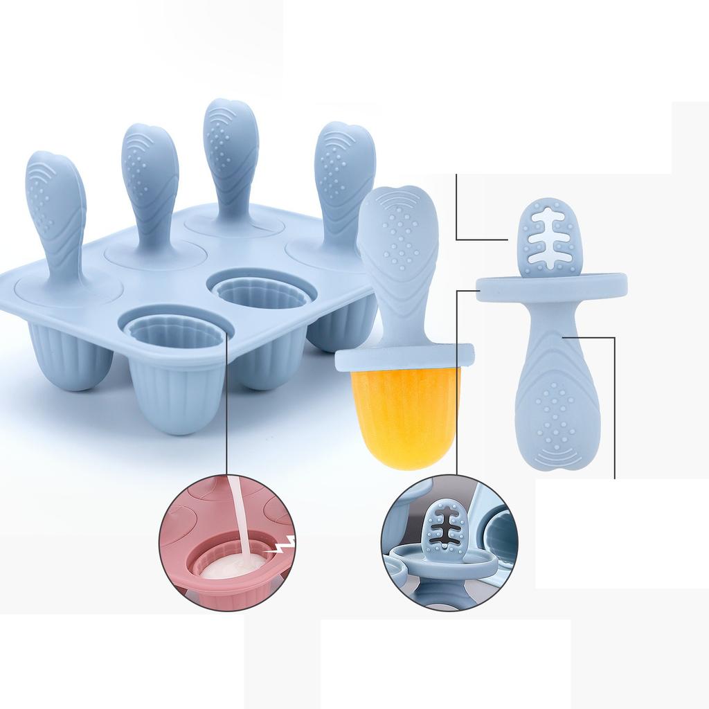 Nuovi Stampi Ghiaccioli per Dentizione Bambino - 6 Cavità Silicone Alimentare, Ideali per Ghiaccioli Fatti in Casa e Dolcetti Ghiacciati
