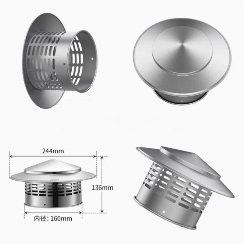 Stainless Steel Ultralight Chimney Rain Cap - 75/110/160/200mm for Exterior Wall Roof Pipe Air Exhaust Vent Hood