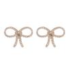 Elegant Bow Micro-inlaid Diamond Stud Earrings - Pure Copper, Creative Fashion Style