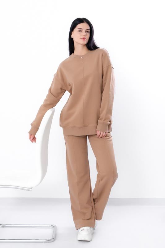 Women’s Cozy Sweatshirt & Wide-Leg Pants Set – Relaxed Fit & Tailored Details, Winter, 3399-140 HC