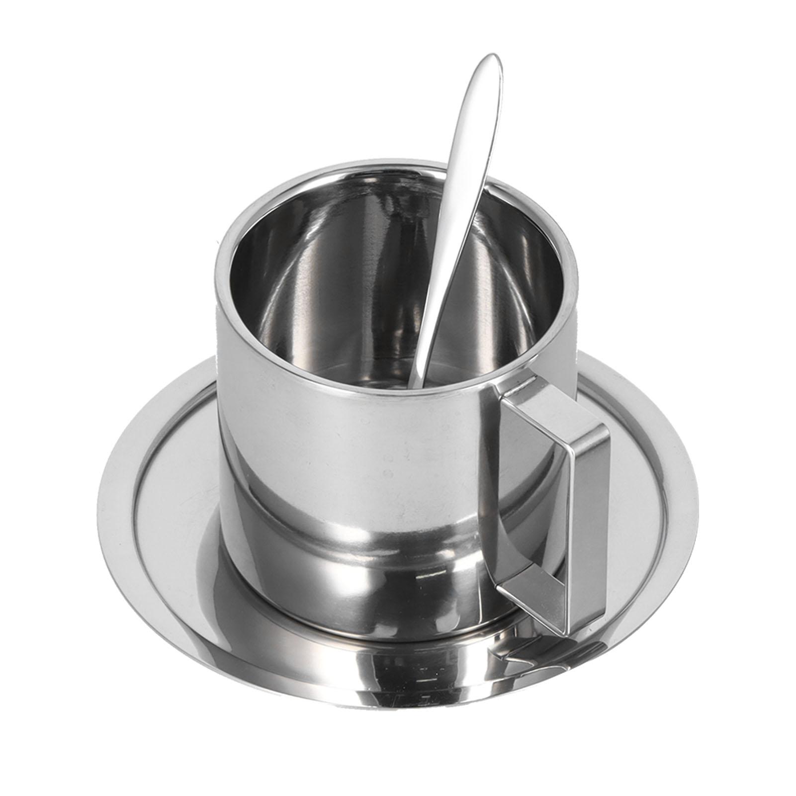 

Набор из 3 шт. Набор термокружек из нержавеющей стали с двойными стенками, кружка для молока и чая с блюдцем и ложкой Type 1