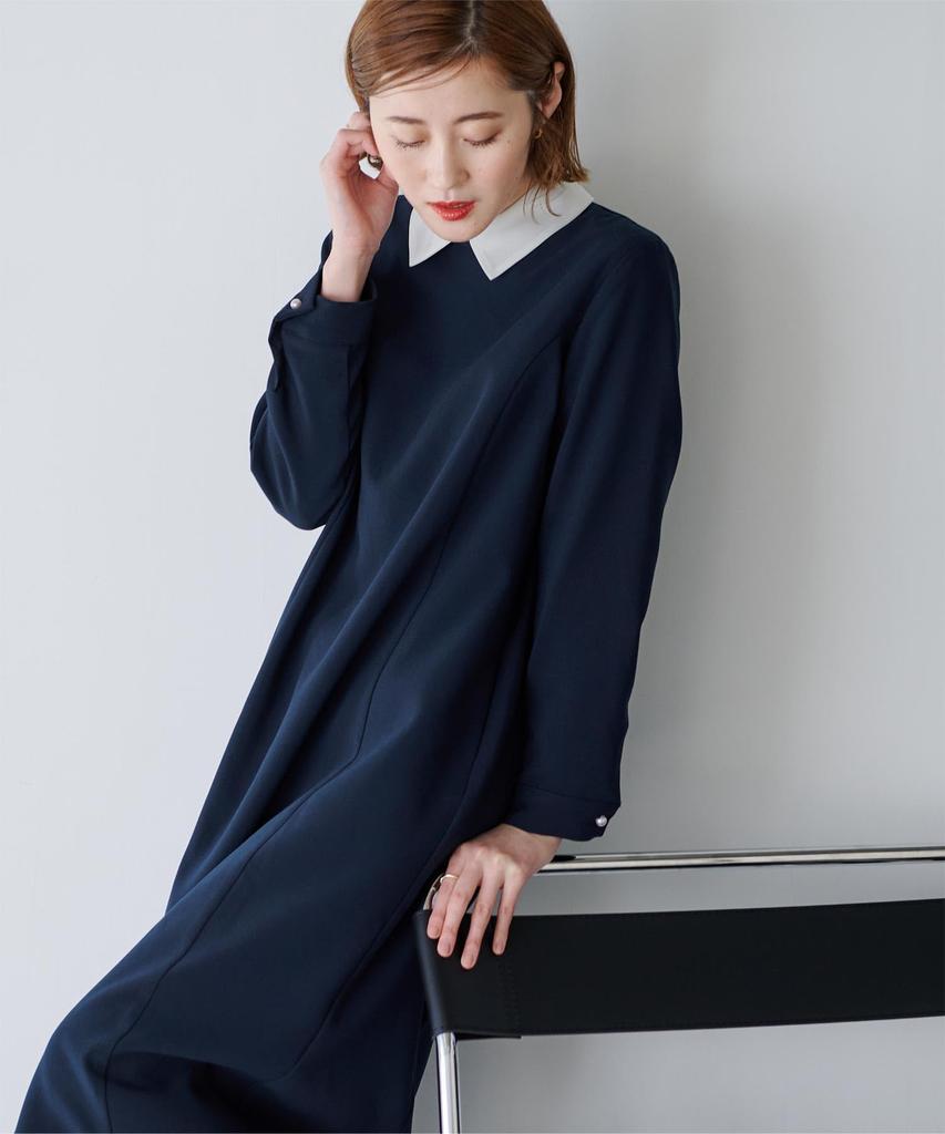 Yours Collared Dress BDXN1761 Medium Navy I-Line Women's