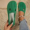 Women Stylish Soft Knitted Flat Shoes Round Toe Hollow Out Design Breathable Lightweight Comfortable Slip on Walking Shoes