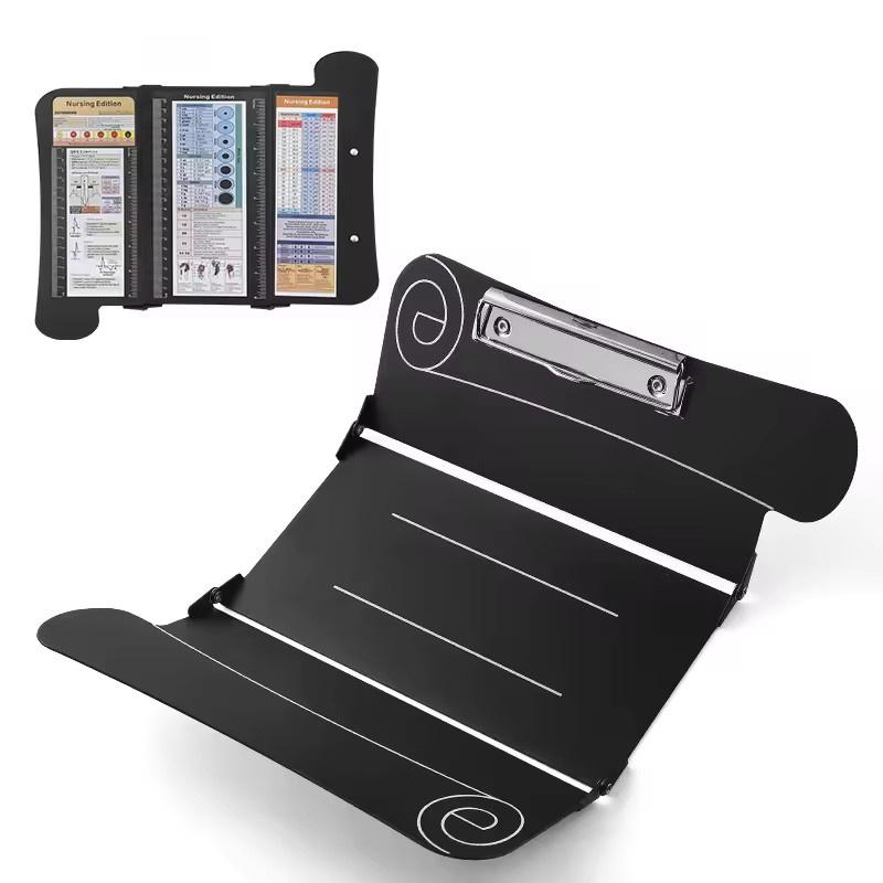 A4 Nurse Folder Folding Clipboard Portable Writing Board 2/3 Layers Secure Paper Grip For Documents Hand Folders Black Style A