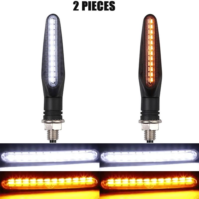 New Motorcycle 24LEDs High Bright Amber Turn Signal Indicator Light Front Rear White Day Running Light Flowing Red Brake Lamps