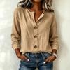 Europe, America, summer and autumn new loose T-shirt women's V-neck button-down long-sleeved top