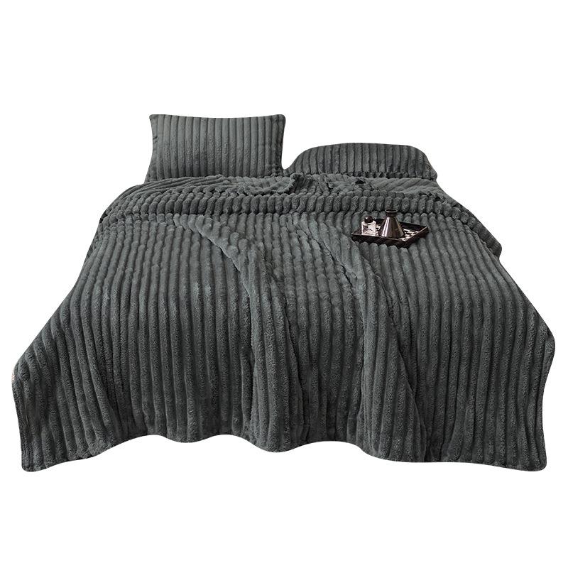 2026 New Milk Fleece Blanket Ribbed Design All Day Soft for Nap Sofa Cozy Comfort Essential