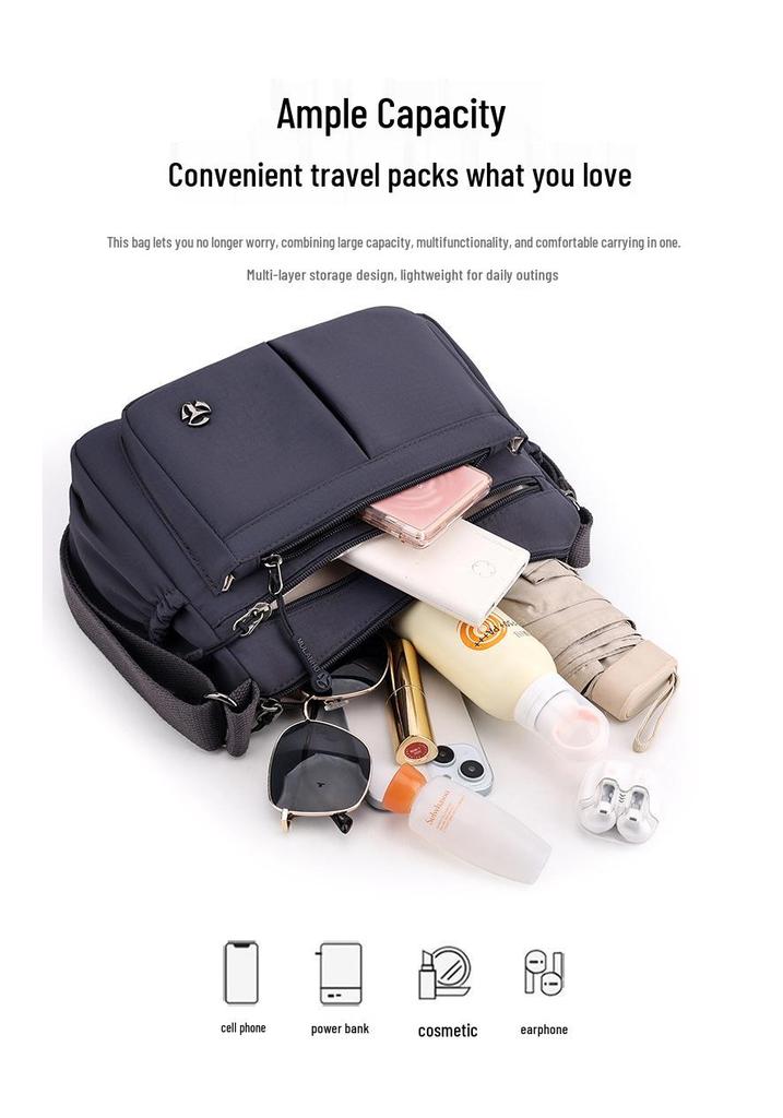Casual Crossbody Tas voor Dames met Grote Capaciteit - Lichtgewicht Nylon, Meerdere Vakken voor de Zomer