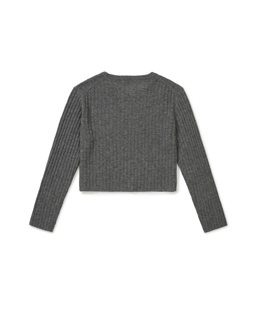CLOVE [25Fw Clove] Ribbed Cropped Knit (Charcoal)